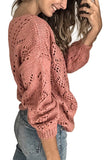 V Neck Button Open Knit Sweater Coral