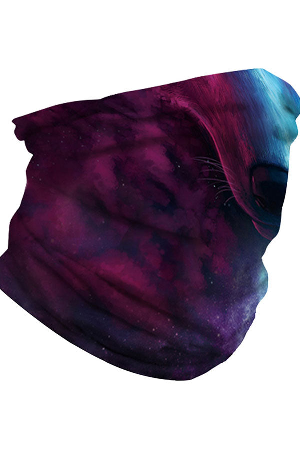 Unisex Galaxy Fox Print Neck Gaiter Purple
