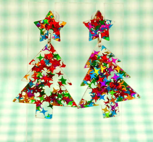 Small Green Holographic Glitter Christmas Tree Earrings – Daisy Dream  Boutique