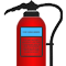 Dry Powder Fire Extinguishers are Signal Red with a French Blue Panel above the Instructons