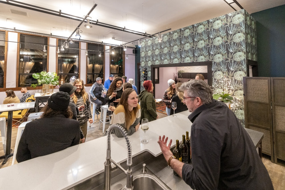 Peter Steinfeld in Evoke Winery's Hood River Tasting Room