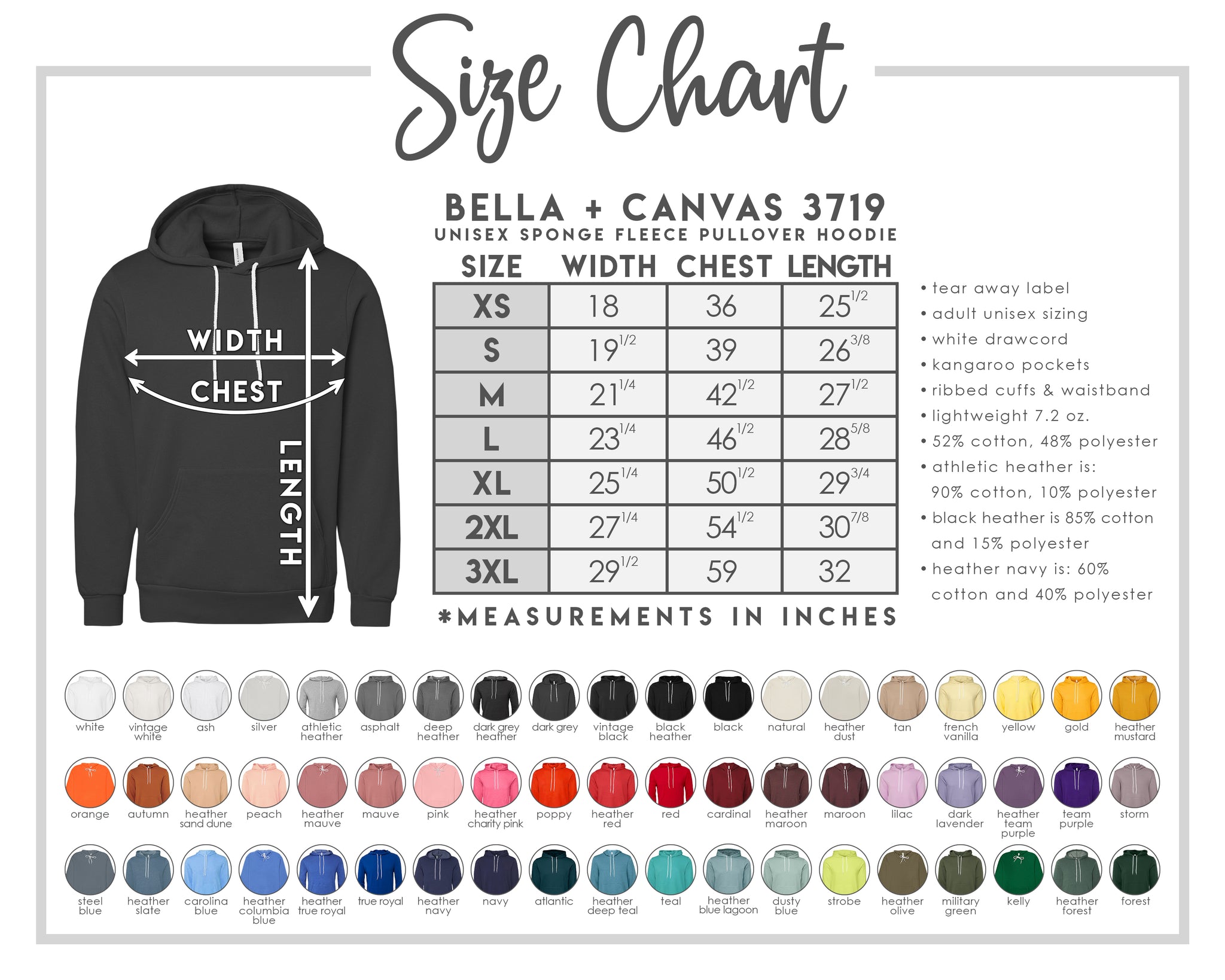 Sizing and Color Charts – Esser's Expressions