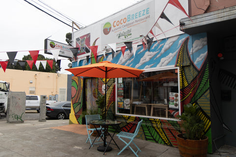 Outdoor dining at Cocobreeze Caribbean Restaurant and Bakery
