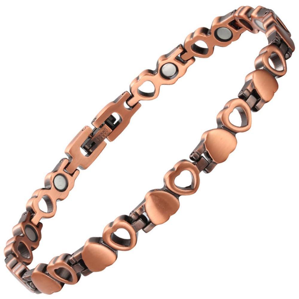 Dainty Love Heart Copper Magnetic Bracelet - Gauss Therapy product image