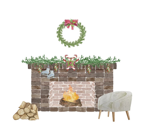 Christmas Painting Ideas Cozy Fireplace