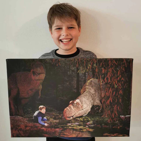 Thanksgiving gifts for kids kid happy with dinosaur portrait