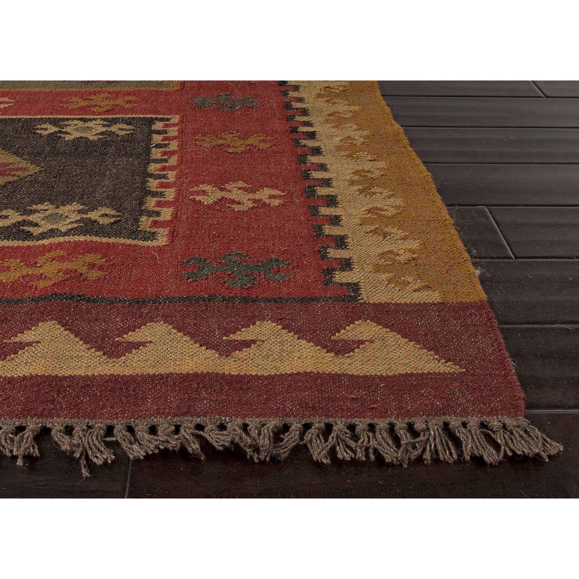 Jaipur Rugs FlatWeave Tribal Pattern Red Yellow Jute Area Rug BD04