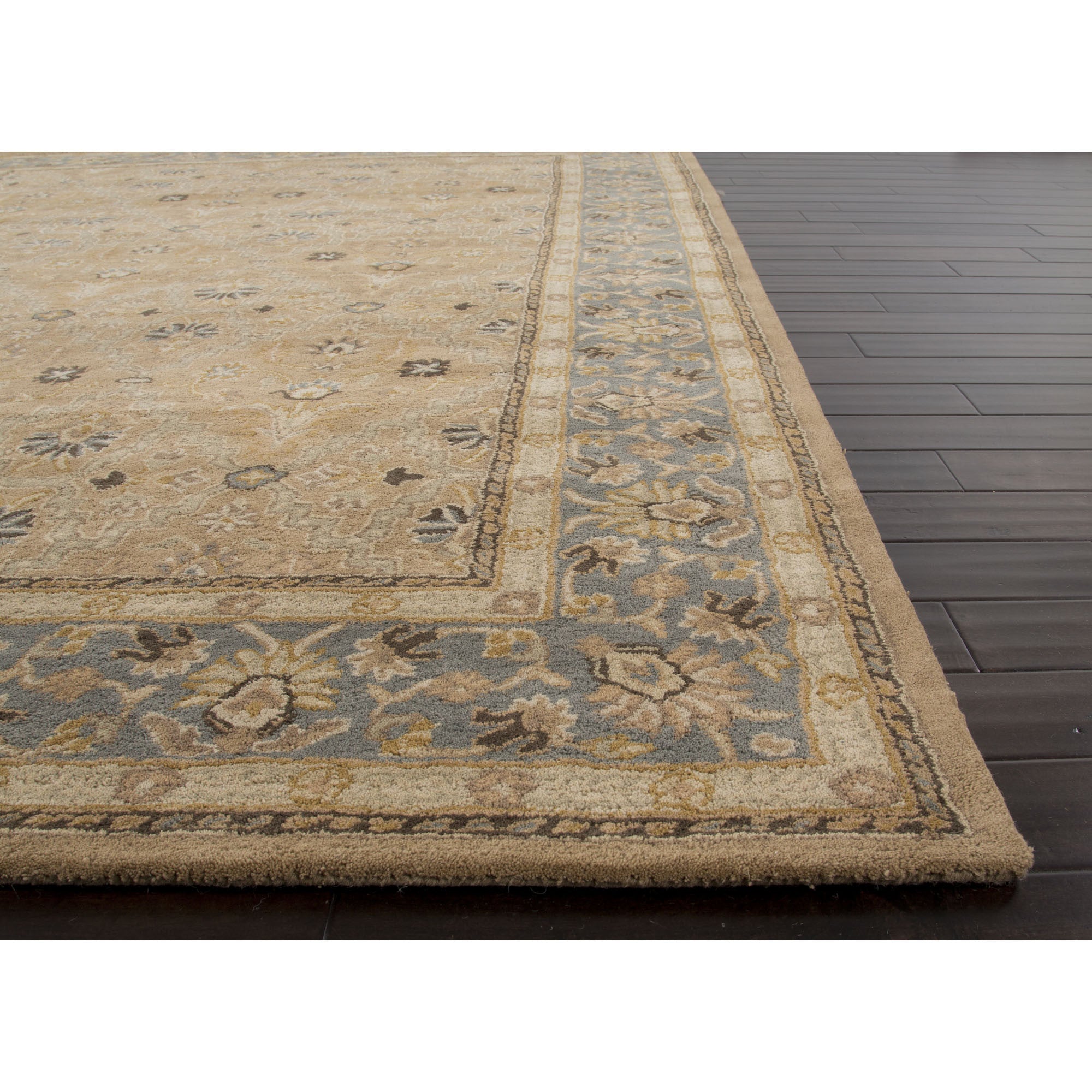 Jaipur Rugs Classic Oriental Pattern Taupe Blue Wool Area Rug PM54