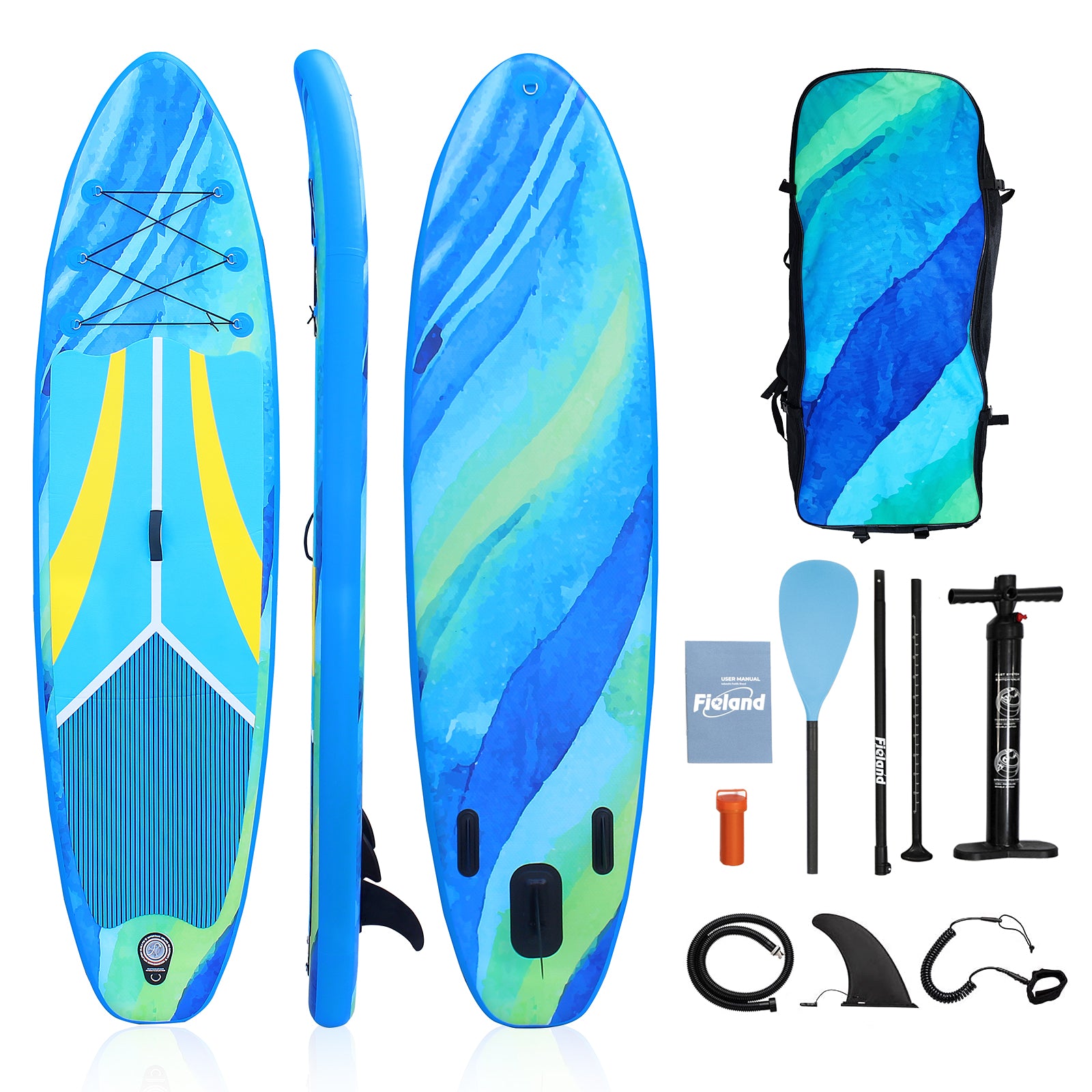 bright blue paddle board fin