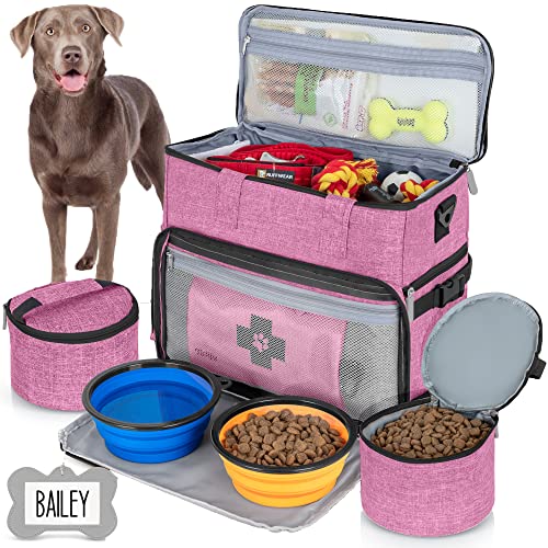 6 Set Dog Travel Bag Large Pet Travel Kit for Supplies Includes 2 Foo   PETOLY