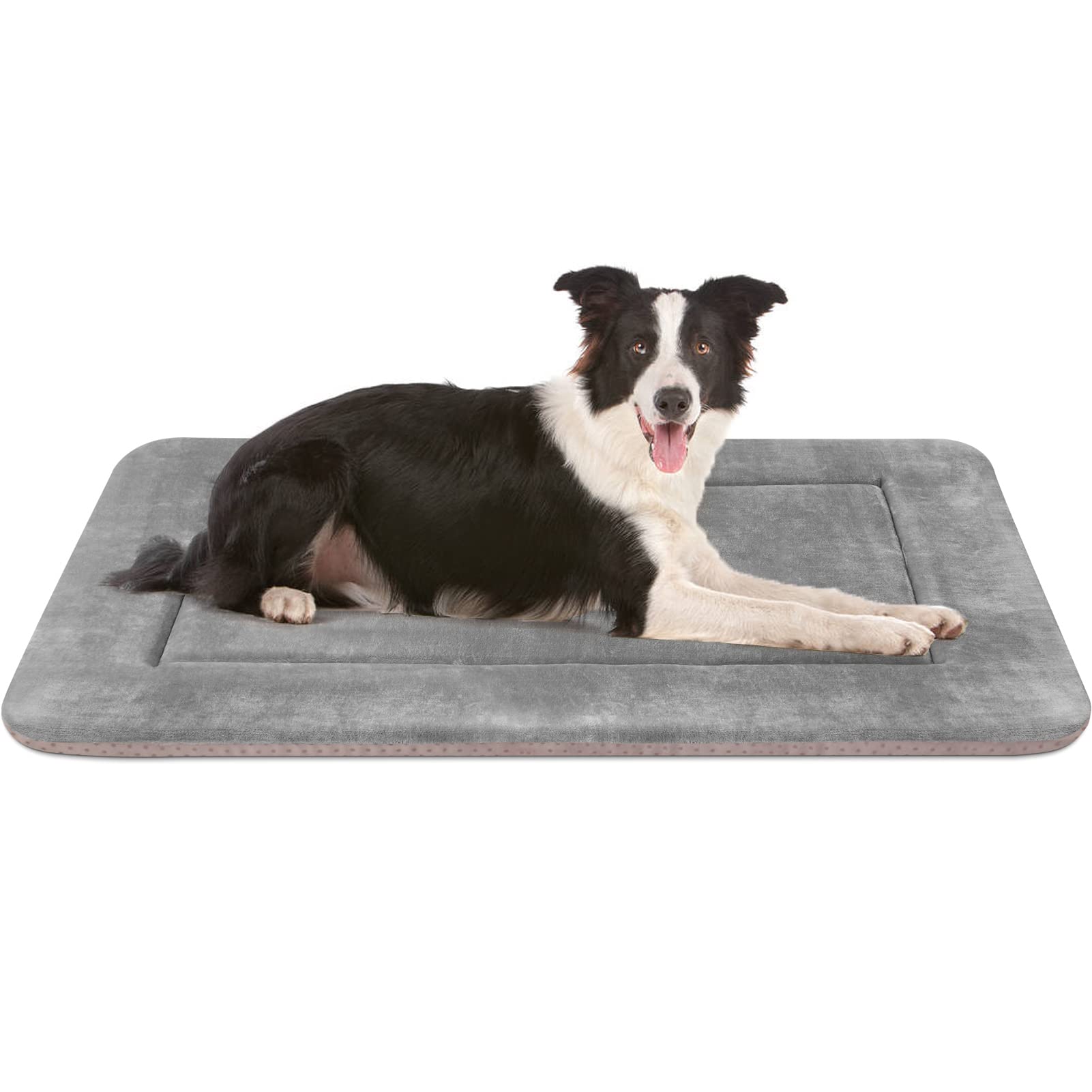 JoicyCo Dog Bed Crate Pad Mat 35/42/47 Washable Pet Bed Cat Beds Soft  Dog Mattress- Anti-Slip Kennel Pad Luxury Color (35IN, Clay Gray)