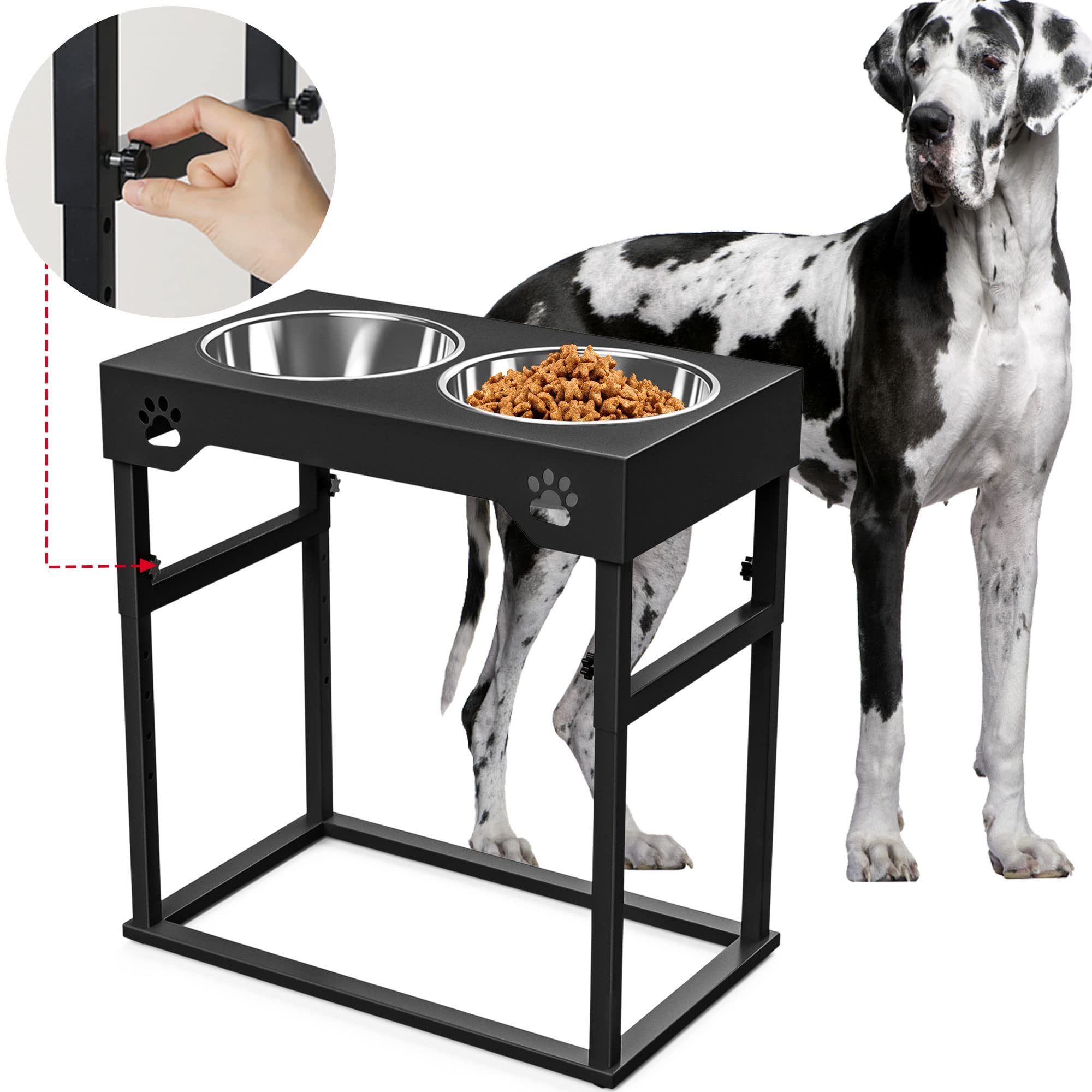 Sunmeyke Elevated Dog Bowl Stand, 8.8 Lb Weight Capacity, Adjustable 8  Heights, Stainless Steel, Reduces Joint Stress, Easy to Use and Adjust