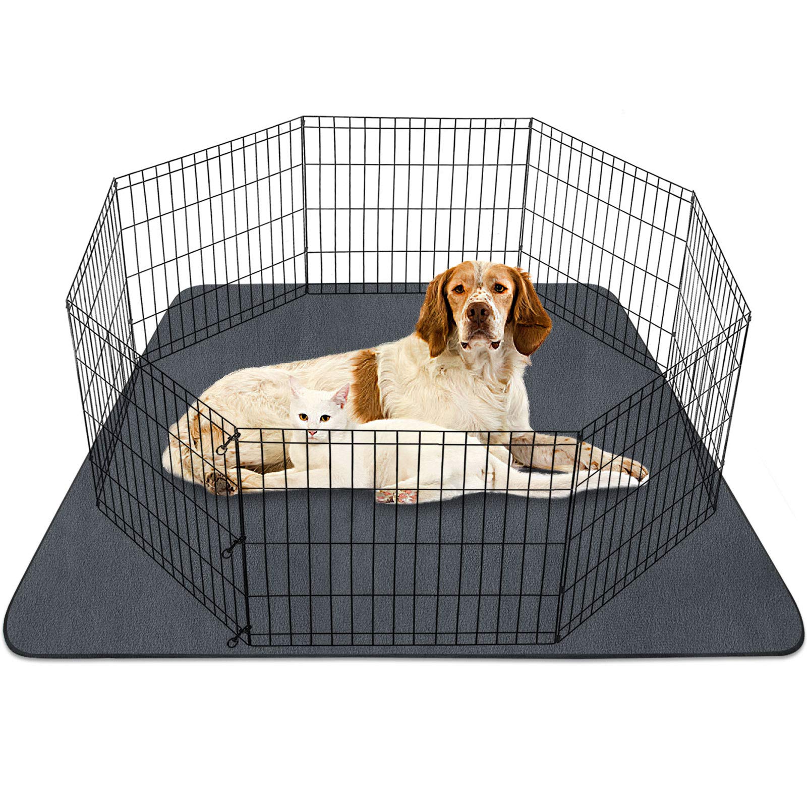 Reusable Washable Dog Pee Pad-72x72-Non-Slip Waterproof Floor Mat for  Senior Pets and Playpen-Gray 