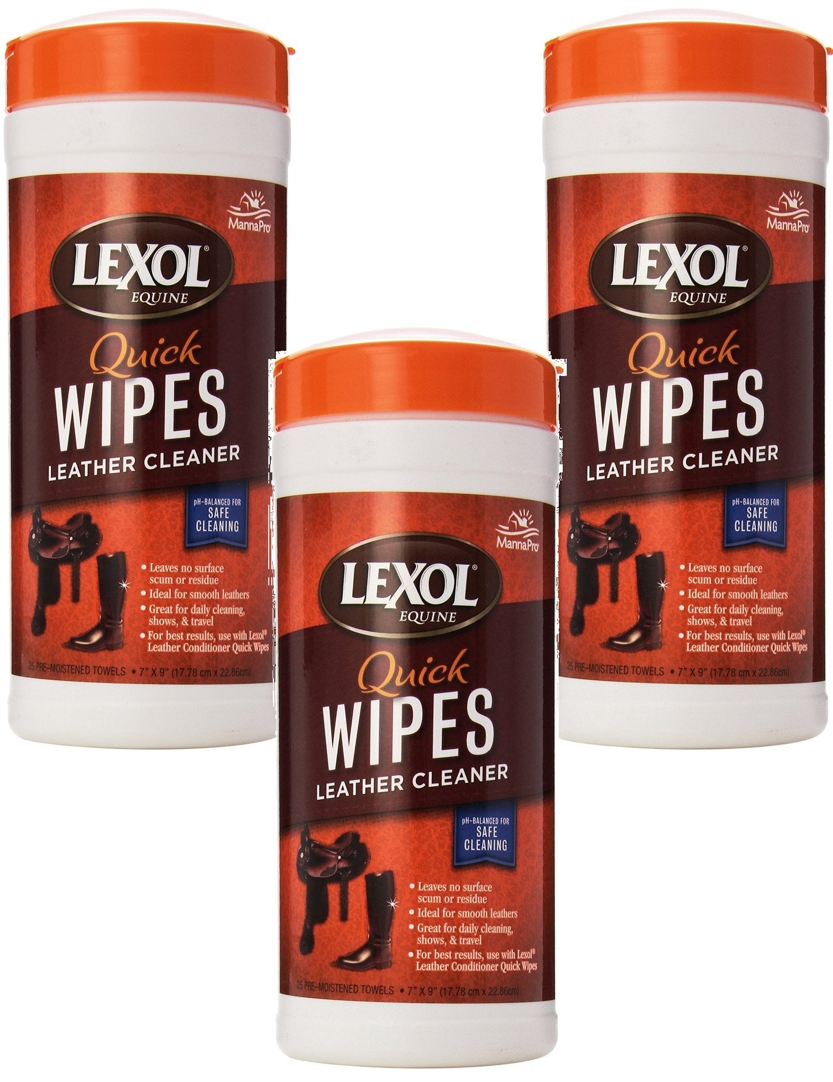 Lexol Leather Cleaner Quick Wipes - 75 Pre-Moistened Towels (3 Packs  Containing 25 Each)