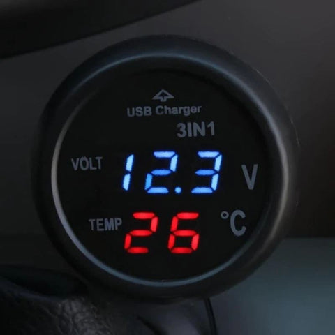12V voiture thermomètre numérique Voltmètre horloge alarme moniteur,d  'horloge compteur multifonctionnel indicateur de température
