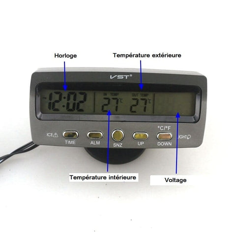 Digital Horloge LCD numérique 12V Voiture Clock Voltmeter Thermomètre