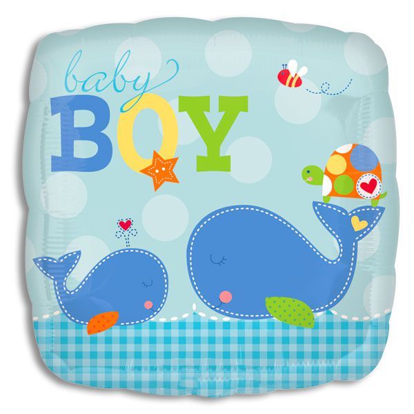 Baby Boy Whale Baby Shower Foil Balloon 18" - Ecart