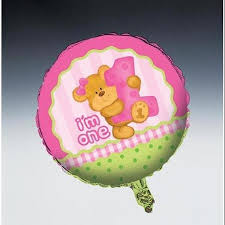 Bear's First Birthday Girl 18" Foil Balloon - I"m One - Ecart