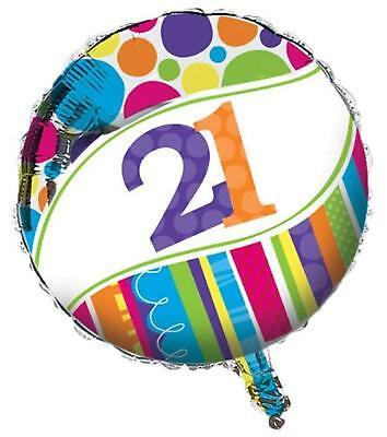 Bright and Bold 21st Happy Birthday 18" Foil Balloon - Ecart