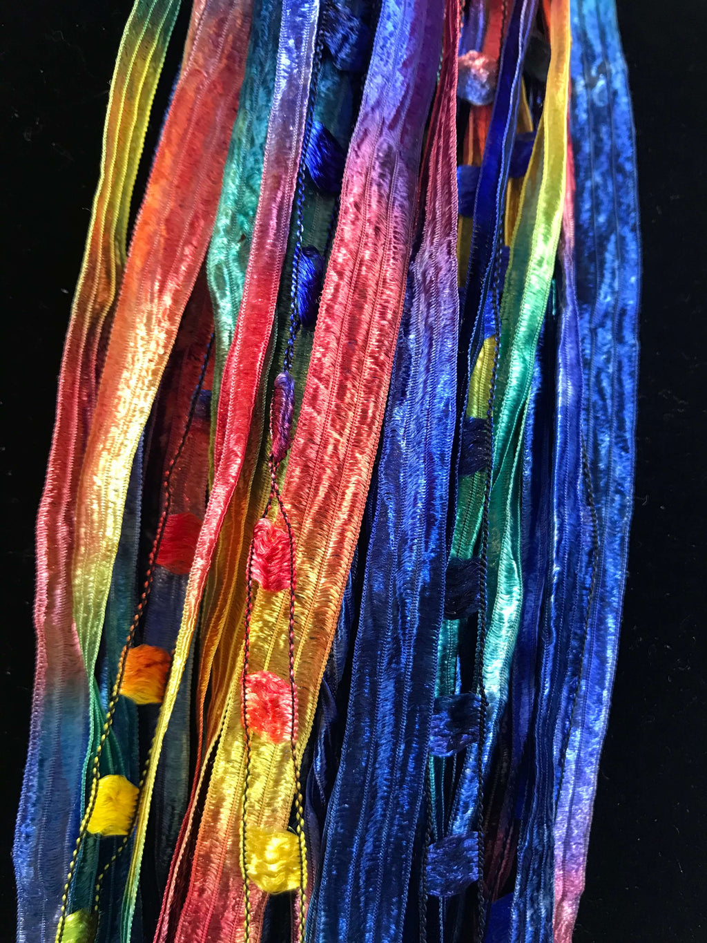 Peacock, Boho Ribbon, Fiber Necklace – JA Designer Collections