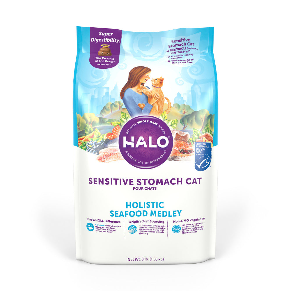 Halo Sensitive Stomach Holistic Seafood Medley Dry Cat Food