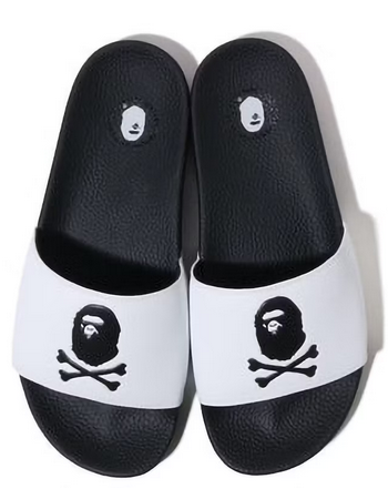 A BATHING APE◇APE CROSSBONE SLIDE SANDALS サンダル 26cm WHT 