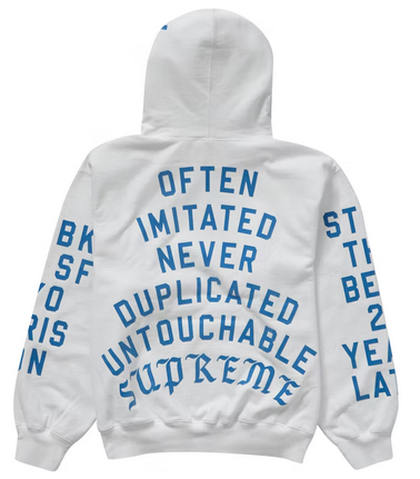 Supreme Team Flocked Hooded Sweatshirt White