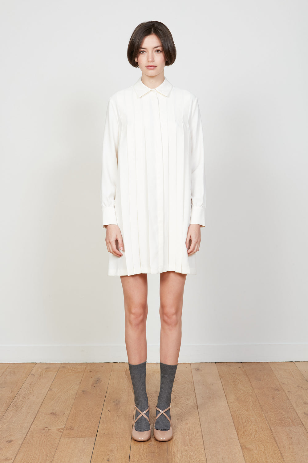 Pleated shirt dress