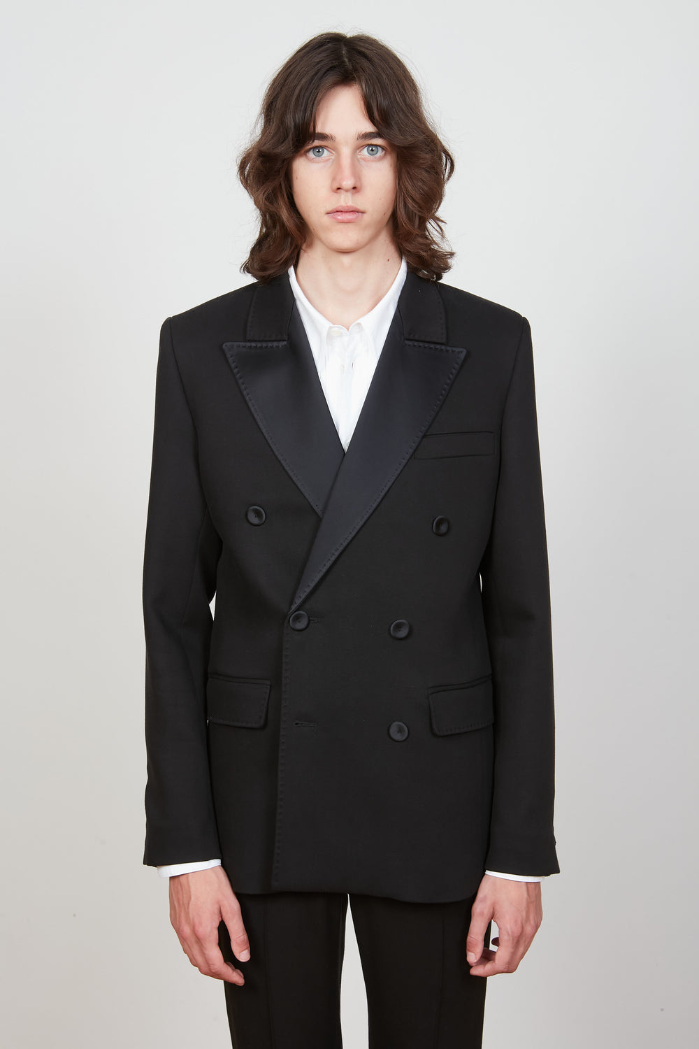 Fitted twill suit jacket