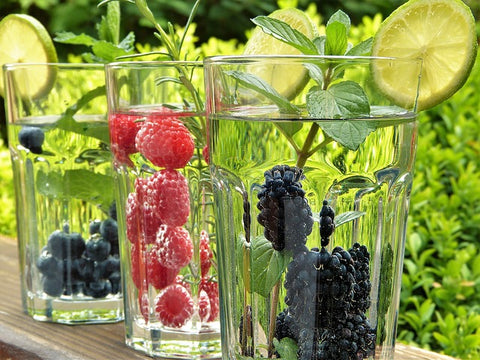 Flavoured water from a garden drinks cooler