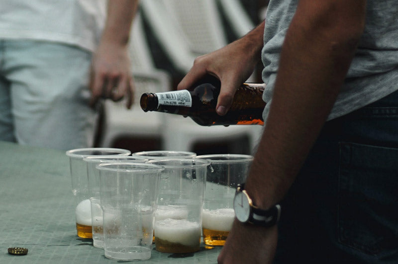 cool beers stored in an ice bucket with lid