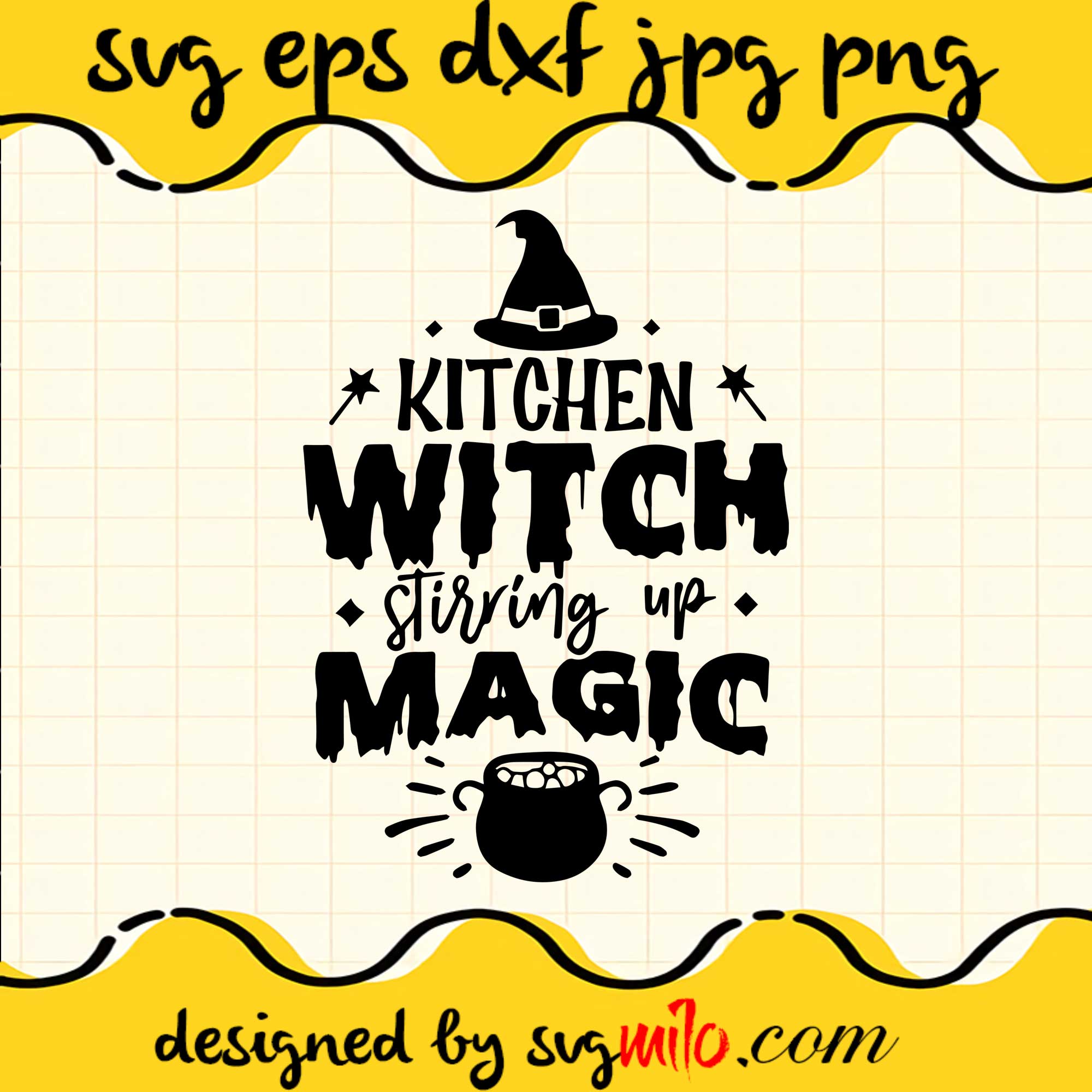 Kitchen Witch Stiring Up Magic SVG Cut Files For Cricut Silhouette,Premium Quality SVG - SVGMILO