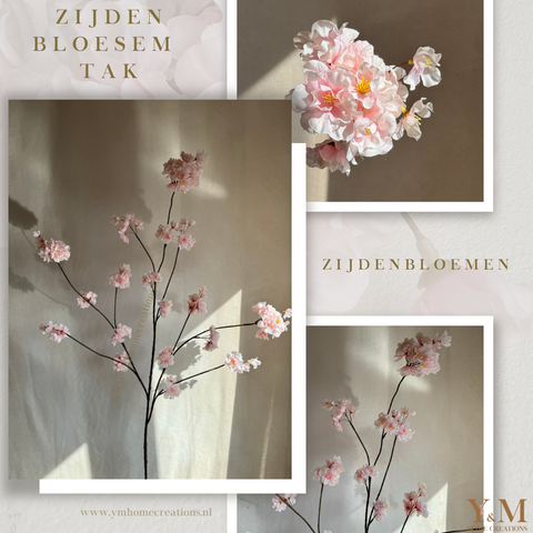 Zijden Tak - Japanse Bloesem Prunus Roze | Pink  126cm - Shop bij Y&M Home Creations Laat je interieur shinen met deze prachtige, stijlvolle Japanse zijden kersen bloesemtakken!