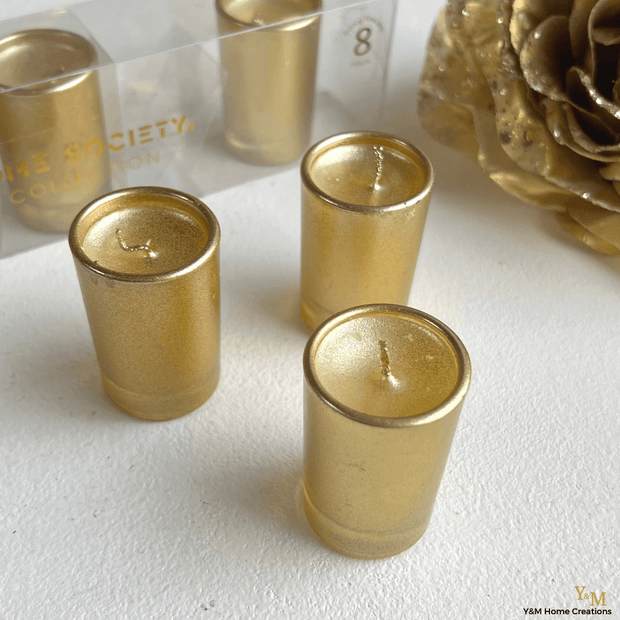 Vaderlijk Bedrijf opstelling Home Society Votive Candles Gold 6st. – Y&M Home Creations