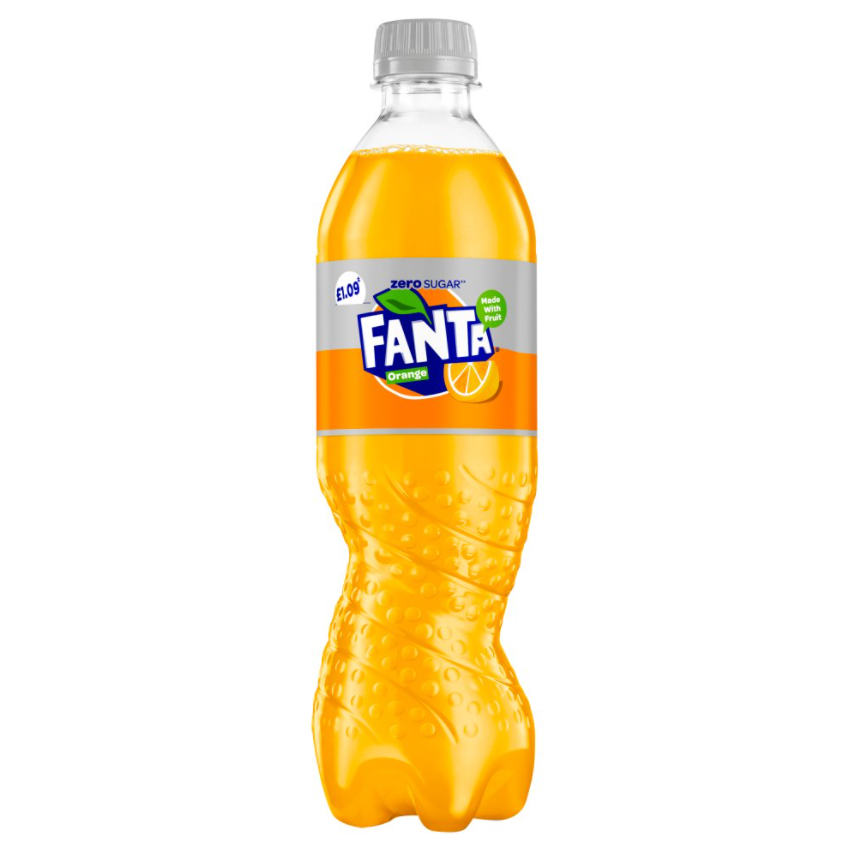 Fanta Sparkling Low Calorie Orange Fruit Drink Zero Sugar, 12 x 500ml