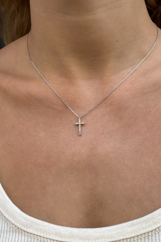 Fashion Iced Out Tennis Chain Rhinestone Cross Necklace Gold Silver Color  Women Charm Pendant Multilayer Necklaces Party Jewelry