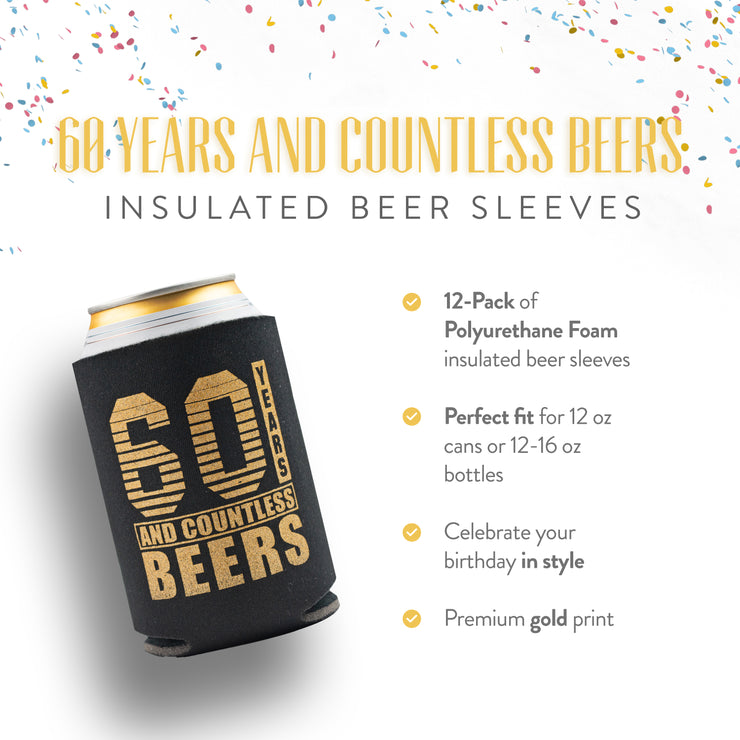 60th Birthday Can Coolers 12-Pack