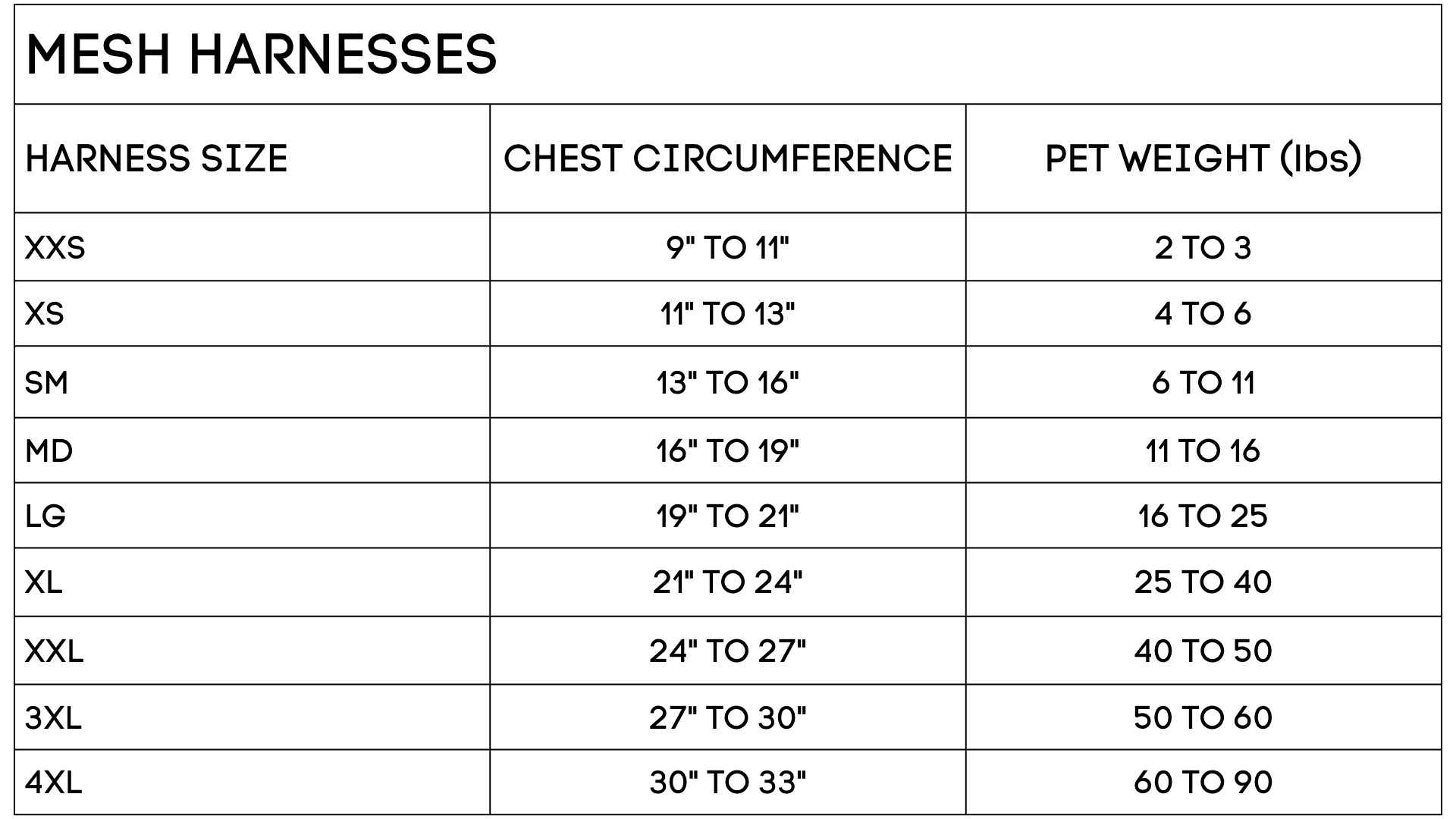 DD-MESH-HARNESS-SIZE-CHART