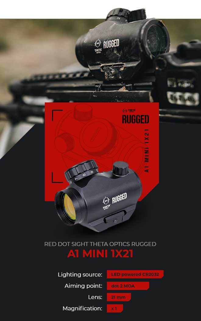Theta Optics Red Dot Rugged A1 Mini pour carabines airsoft