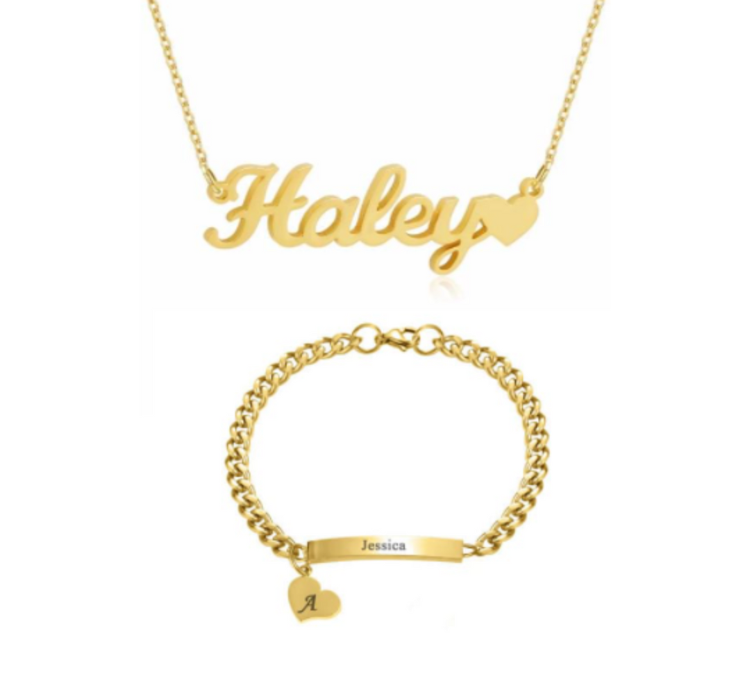 necklace and bracelet with name