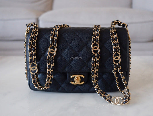 CHANEL 23P Sweetheart Black Caviar Mini Rectangular 19cm