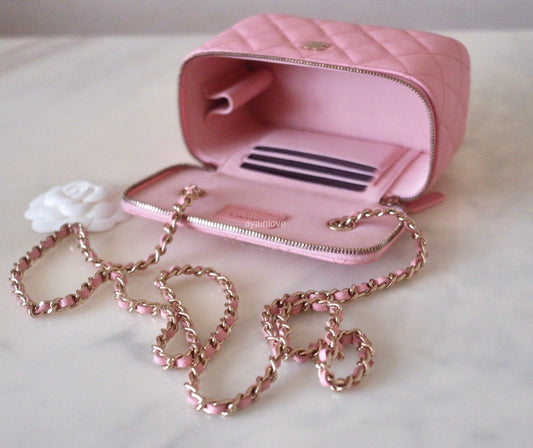 Chanel Sakura Pink Caviar Vertical Vanity Bag