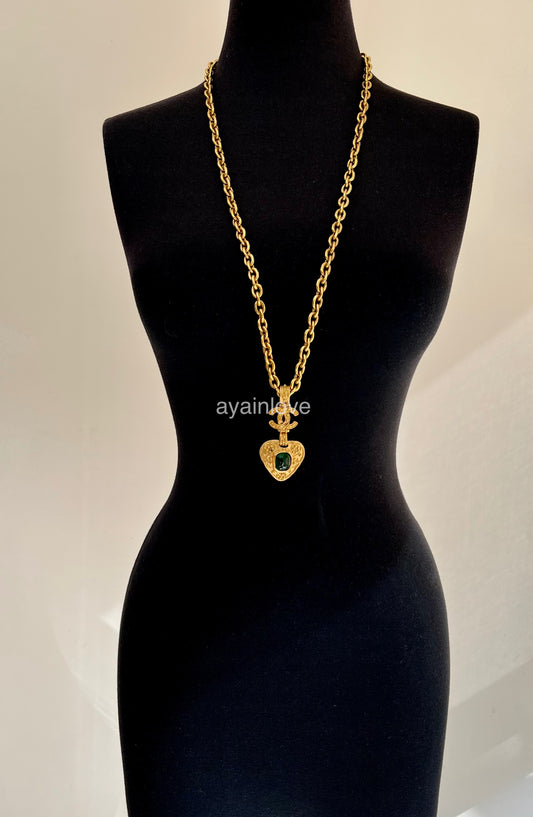 Chanel Vintage Wooden CC Heart Pendant Necklace - Gold-Tone Metal Pendant  Necklace, Necklaces - CHA434327