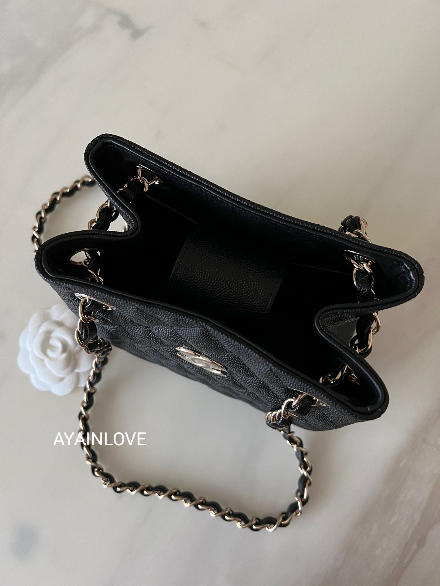 CHANEL 22S Black Caviar Mini Bucket Bag Light Gold Hardware – AYAINLOVE  CURATED LUXURIES