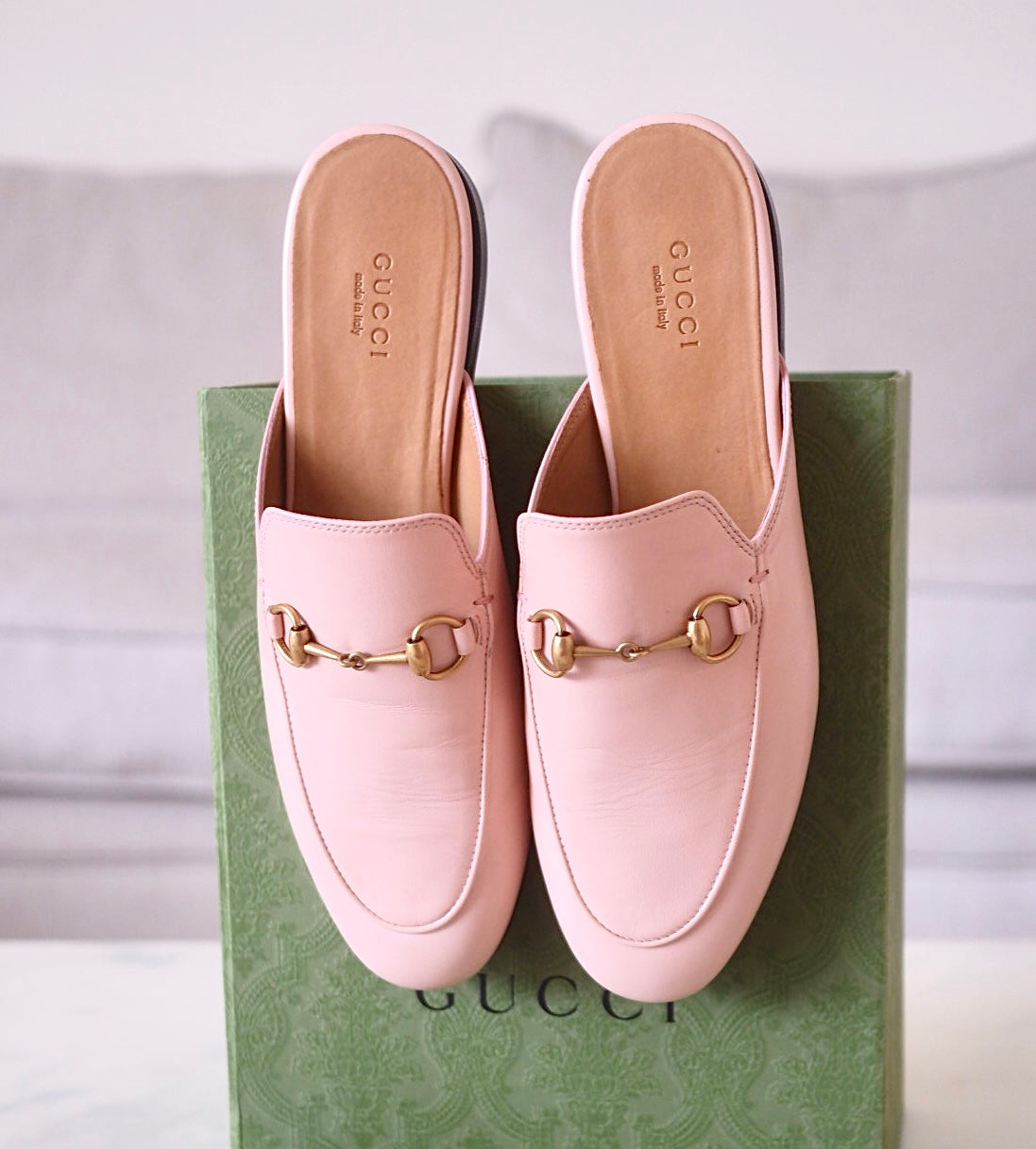 GUCCI Princetown Pink Leather Loafers Slippers Mules Size 38 – AYAINLOVE  CURATED LUXURIES