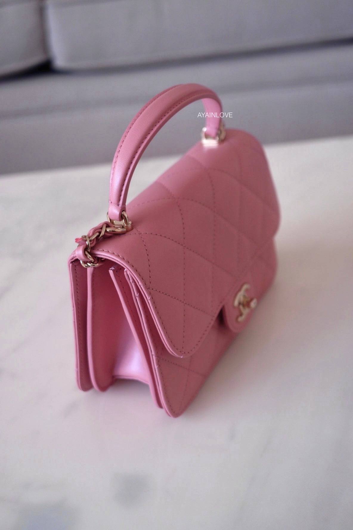 CHANEL 21B Dark Pink Calf Skin Coco Lady Small Top Handle Flap Bag Lig –  AYAINLOVE CURATED LUXURIES