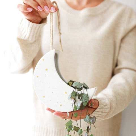 Ceramic Hanging Moon Planter