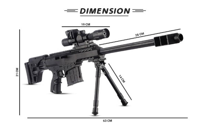 NHR Gun Toys Set Sniper Gun with 500 BB Bullets , Plastic Target Long Range Shooting Gun for Kids,Black