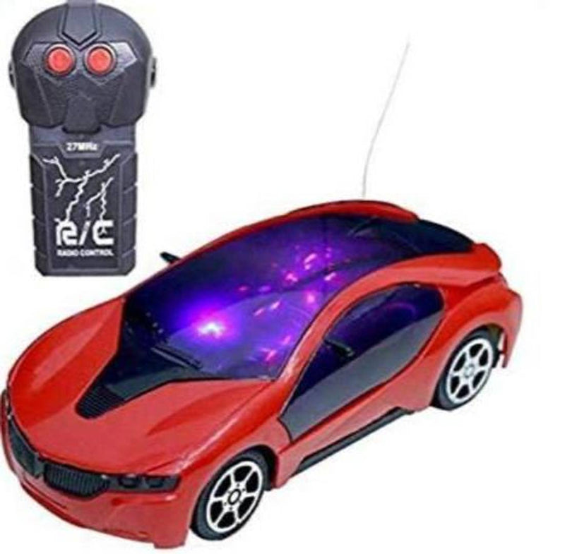 Single Remote Control 3D Lights Toy Car, Fully Functional for Kids Order Color may Vary- Multicolored