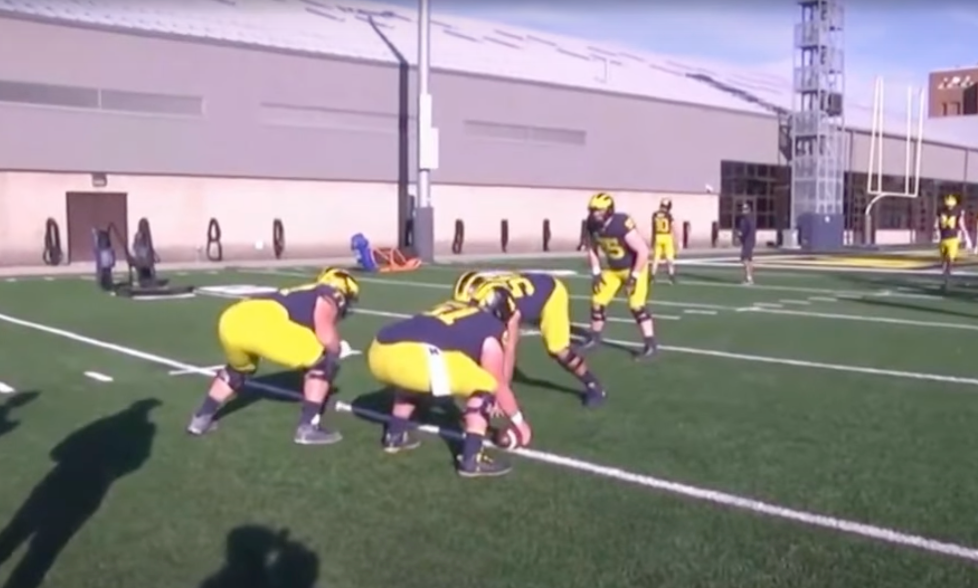 Michigan Offensive Line Drills - Frontside Double Team Blocking Drill
